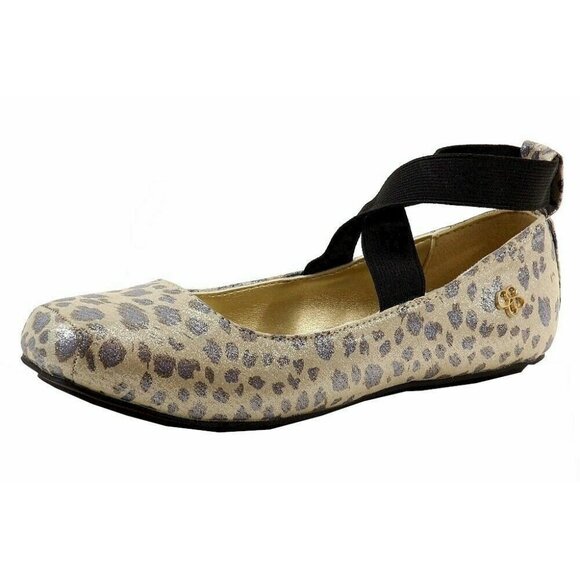 Jessica Simpson Girl's Madison Size 3 Ballet Flats Shoes Gold Animal Print - Picture 1 of 7